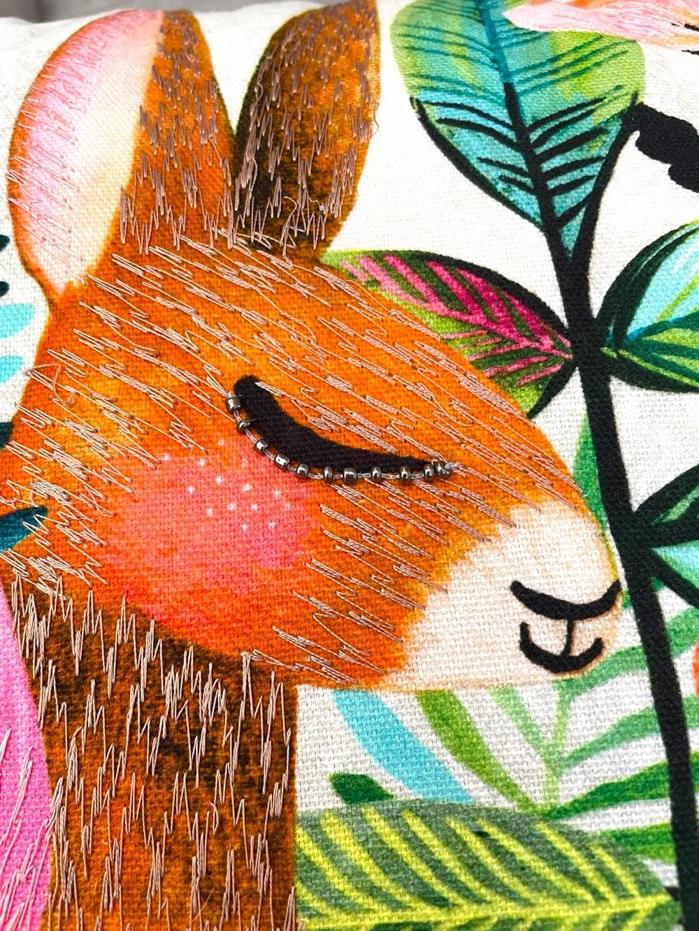 Miriam Bos for Pier1 bunny pillow, missing a few beads